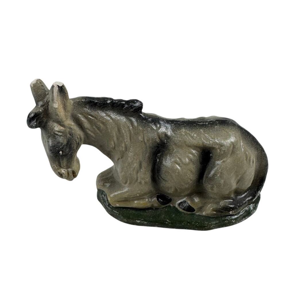 Vintage Chalkware Donkey Nativity Figurine – Made in Japan – 2.5" Tall